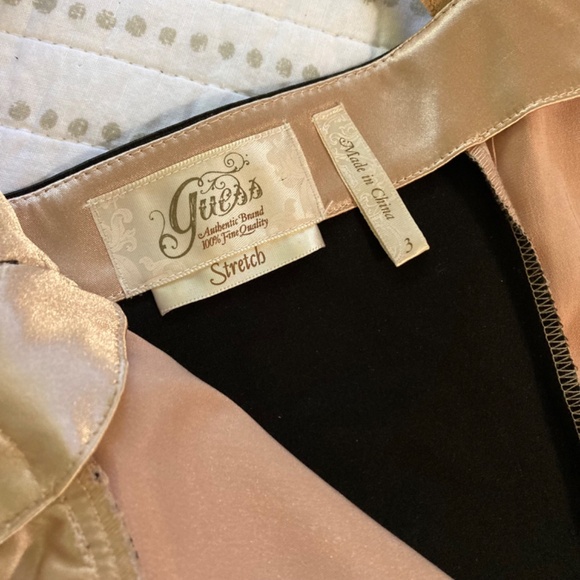 Guess Champagne Satin Black Mesh Lace Slip Dress Bombshell Whimsigoth Sz 3 - Picture 7 of 10